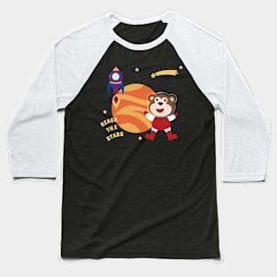 Space monkey or astronaut in a space suit with cartoon style Baseball T-Shirt